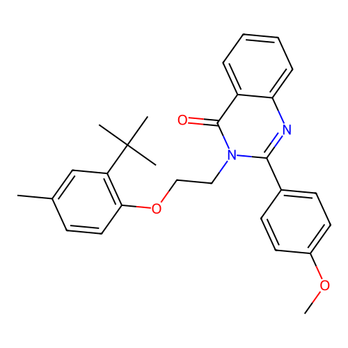 2-(4-methoxyphenyl)-3-[2-(4-methyl-2-tert-butyl-phenoxy)ethyl]quinazolin-4-one structure