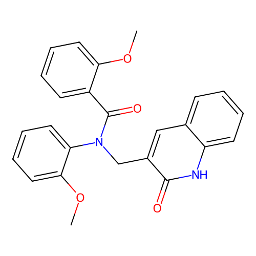 2-methoxy-N-(2-methoxyphenyl)-N-[(2-oxo-1H-quinolin-3-yl)methyl]benzamide structure