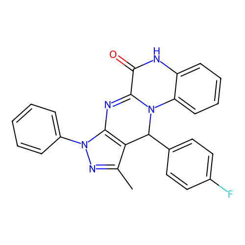11-(4-fluorophenyl)-10-methyl-8-phenyl-8,11-dihydropyrazolo[3',4':4,5]pyrimido[1,2-a]quinoxalin-6-ol structure