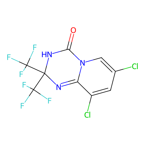 7,9-dichloro-2,2-bis(trifluoromethyl)-2H-pyrido[1,2-a][1,3,5]triazin-4(3H)-one structure