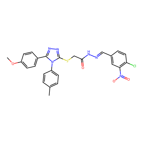 (E)-N'-(4-chloro-3-nitrobenzylidene)-2-((5-(4-methoxyphenyl)-4-(p-tolyl)-4H-1,2,4-triazol-3-yl)thio)acetohydrazide structure