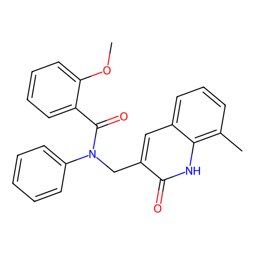 2-methoxy-N-[(8-methyl-2-oxo-1H-quinolin-3-yl)methyl]-N-phenylbenzamide structure