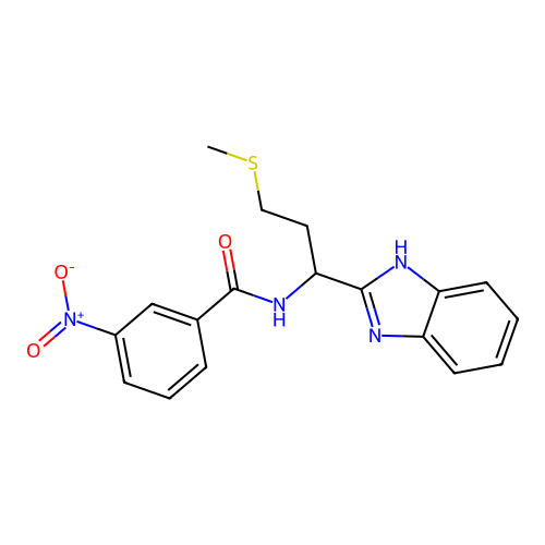 N-[1-(1H-benzimidazol-2-yl)-3-(methylsulfanyl)propyl]-3-nitrobenzamide structure