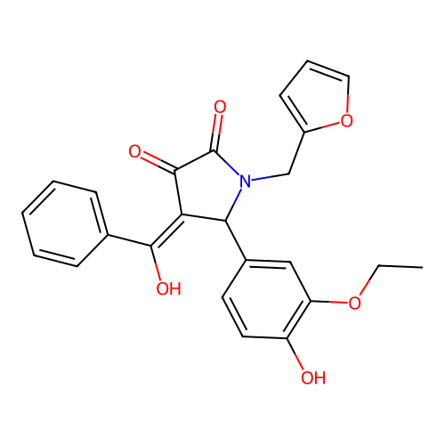 (4E)-5-(3-ethoxy-4-hydroxyphenyl)-1-(furan-2-ylmethyl)-4-[hydroxy(phenyl)methylidene]pyrrolidine-2,3-dione structure