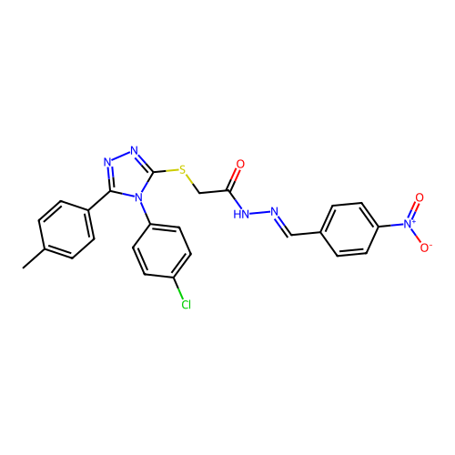2-{[4-(4-chlorophenyl)-5-(4-methylphenyl)-4H-1,2,4-triazol-3-yl]sulfanyl}-N'-[(E)-(4-nitrophenyl)methylidene]acetohydrazide structure