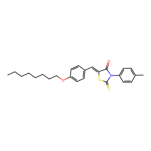 (5Z)-3-(4-methylphenyl)-5-[4-(octyloxy)benzylidene]-2-thioxo-1,3-thiazolidin-4-one structure