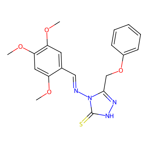3-(phenoxymethyl)-4-[(E)-(2,4,5-trimethoxyphenyl)methylideneamino]-1H-1,2,4-triazole-5-thione structure