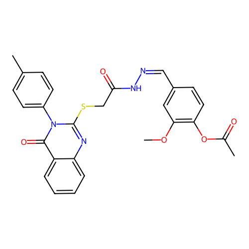 (Z)-2-methoxy-4-((2-(2-((4-oxo-3-(p-tolyl)-3,4-dihydroquinazolin-2-yl)thio)acetyl)hydrazono)methyl)phenyl acetate structure