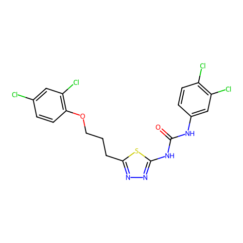 1-[5-[3-(2,4-dichlorophenoxy)propyl]-1,3,4-thiadiazol-2-yl]-3-(3,4-dichlorophenyl)urea structure