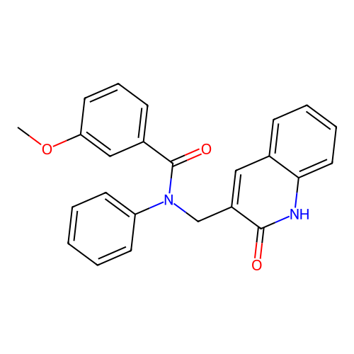 3-methoxy-N-[(2-oxo-1H-quinolin-3-yl)methyl]-N-phenylbenzamide structure