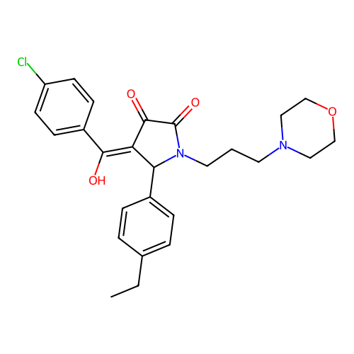 (4E)-4-[(4-chlorophenyl)-hydroxymethylidene]-5-(4-ethylphenyl)-1-(3-morpholin-4-ylpropyl)pyrrolidine-2,3-dione structure
