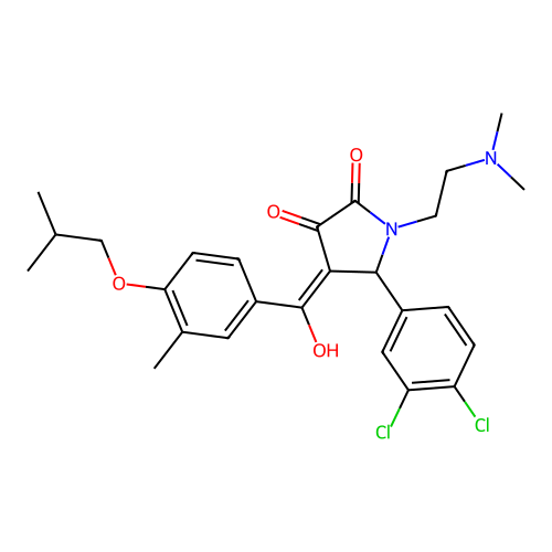 (4E)-5-(3,4-dichlorophenyl)-1-(2-dimethylaminoethyl)-4-[hydroxy-[3-methyl-4-(2-methylpropoxy)phenyl]methylidene]pyrrolidine-2,3-dione structure