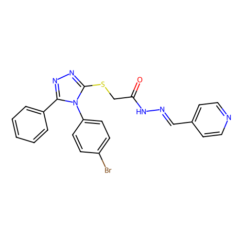 2-{[4-(4-bromophenyl)-5-phenyl-4H-1,2,4-triazol-3-yl]sulfanyl}-N'-[(E)-pyridin-4-ylmethylidene]acetohydrazide structure