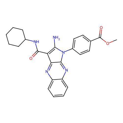 methyl 4-(2-amino-3-(cyclohexylcarbamoyl)-1H-pyrrolo[2,3-b]quinoxalin-1-yl)benzoate structure