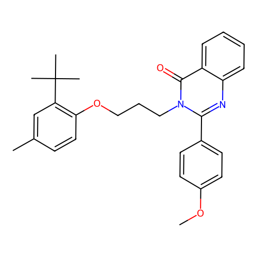 2-(4-methoxyphenyl)-3-[3-(4-methyl-2-tert-butyl-phenoxy)propyl]quinazolin-4-one structure