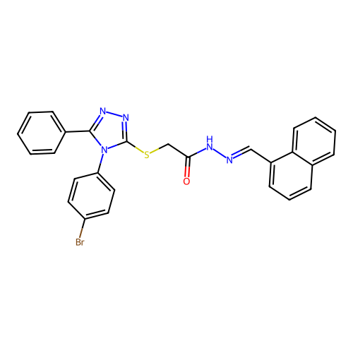 2-{[4-(4-bromophenyl)-5-phenyl-4H-1,2,4-triazol-3-yl]sulfanyl}-N'-[(E)-naphthalen-1-ylmethylidene]acetohydrazide structure