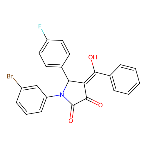 (4E)-1-(3-bromophenyl)-5-(4-fluorophenyl)-4-[hydroxy(phenyl)methylidene]pyrrolidine-2,3-dione structure