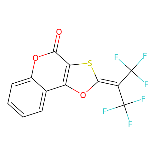 2-(perfluoropropan-2-ylidene)-4H-[1,3]oxathiolo[4,5-c]chromen-4-one structure