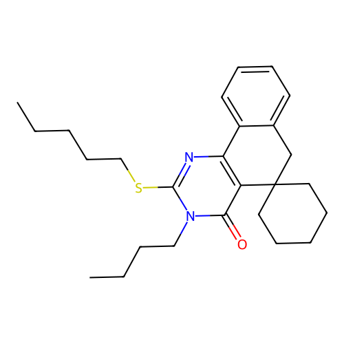 3-butyl-2-(pentylsulfanyl)-3H-spiro[benzo[h]quinazoline-5,1'-cyclohexan]-4(6H)-one structure