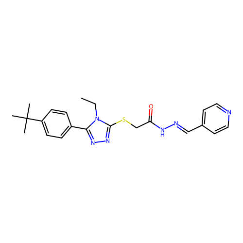 2-{[5-(4-tert-butylphenyl)-4-ethyl-4H-1,2,4-triazol-3-yl]sulfanyl}-N'-[(E)-pyridin-4-ylmethylidene]acetohydrazide structure