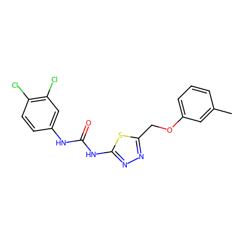 1-(3,4-Dichlorophenyl)-3-{5-[(3-methylphenoxy)methyl]-1,3,4-thiadiazol-2-yl}urea structure