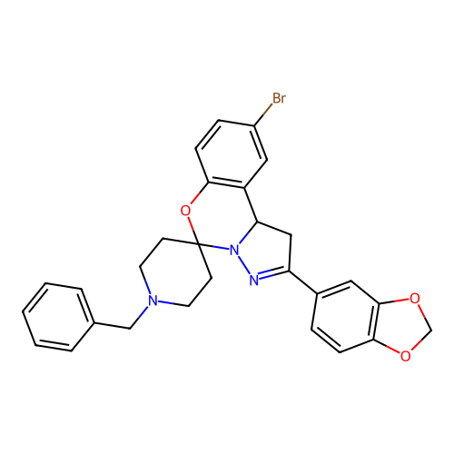 2'-(1,3-benzodioxol-5-yl)-1-benzyl-9'-bromo-1',10b'-dihydrospiro[piperidine-4,5'-pyrazolo[1,5-c][1,3]benzoxazine] structure