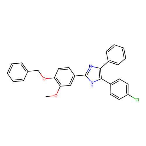 2-(4-(benzyloxy)-3-methoxyphenyl)-5-(4-chlorophenyl)-4-phenyl-1H-imidazole structure
