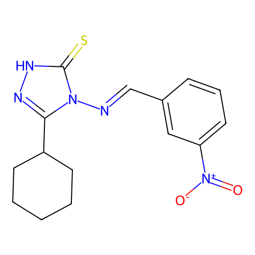3-cyclohexyl-4-[(E)-(3-nitrophenyl)methylideneamino]-1H-1,2,4-triazole-5-thione structure