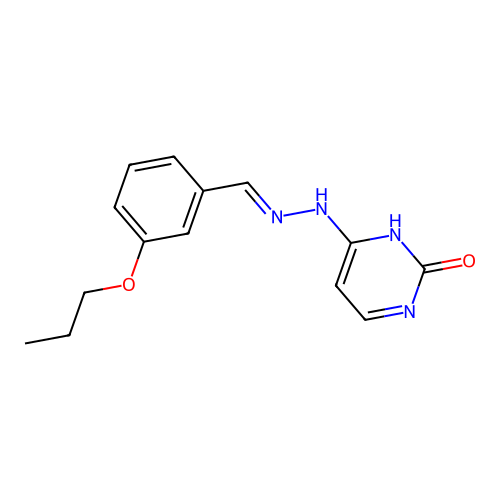 (E)-4-(2-(3-propoxybenzylidene)hydrazinyl)pyrimidin-2(1H)-one structure