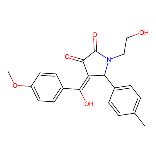(4E)-1-(2-hydroxyethyl)-4-[hydroxy(4-methoxyphenyl)methylidene]-5-(4-methylphenyl)pyrrolidine-2,3-dione structure