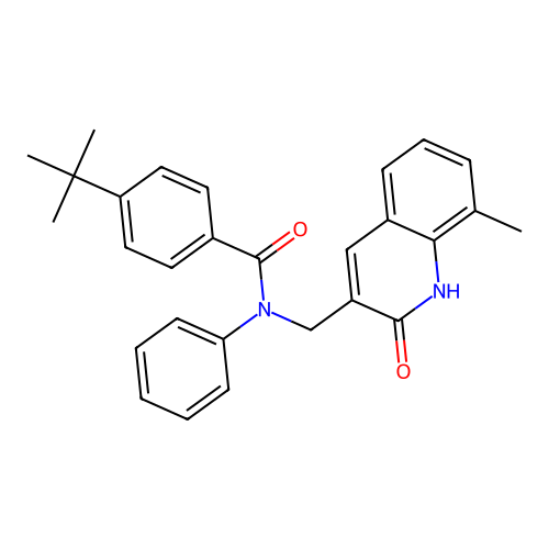 4-tert-butyl-N-[(8-methyl-2-oxo-1H-quinolin-3-yl)methyl]-N-phenylbenzamide structure