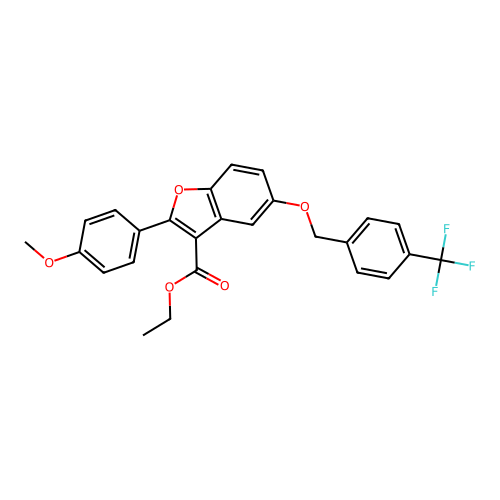 ethyl 2-(4-methoxyphenyl)-5-((4-(trifluoromethyl)benzyl)oxy)benzofuran-3-carboxylate structure