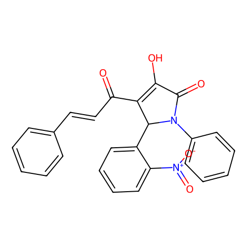 4-cinnamoyl-3-hydroxy-5-(2-nitrophenyl)-1-phenyl-1H-pyrrol-2(5H)-one structure