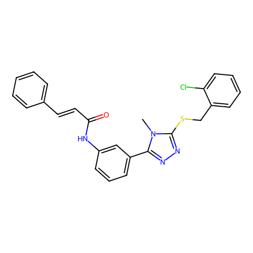 N-(3-(5-((2-chlorobenzyl)thio)-4-methyl-4H-1,2,4-triazol-3-yl)phenyl)cinnamamide structure