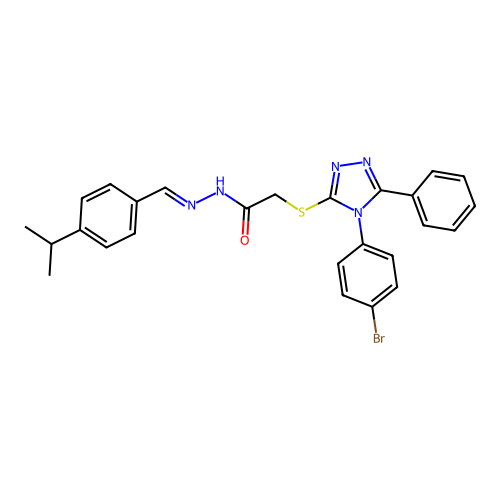 2-{[4-(4-bromophenyl)-5-phenyl-4H-1,2,4-triazol-3-yl]sulfanyl}-N'-{(E)-[4-(propan-2-yl)phenyl]methylidene}acetohydrazide structure
