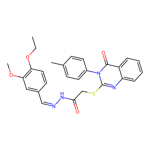 (Z)-N'-(4-ethoxy-3-methoxybenzylidene)-2-((4-oxo-3-(p-tolyl)-3,4-dihydroquinazolin-2-yl)thio)acetohydrazide structure