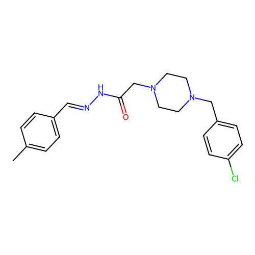 (E)-2-(4-(4-chlorobenzyl)piperazin-1-yl)-N'-(4-methylbenzylidene)acetohydrazide structure