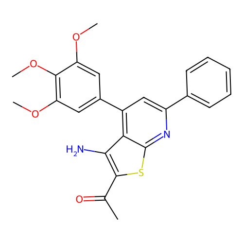 1-[3-Amino-6-phenyl-4-(3,4,5-trimethoxyphenyl)thieno[2,3-b]pyridin-2-yl]ethanone structure