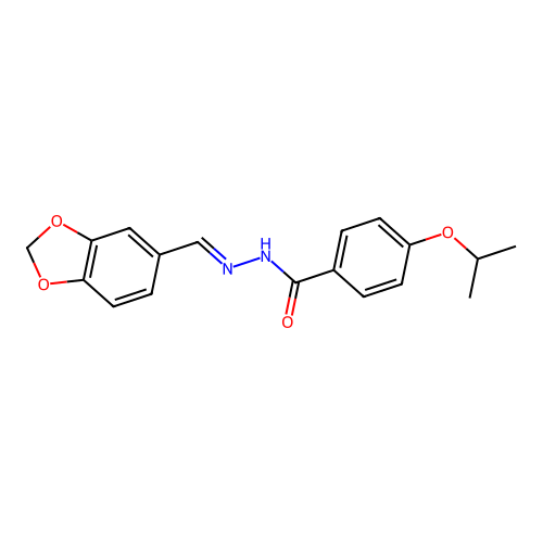 N-[(E)-1,3-benzodioxol-5-ylmethylideneamino]-4-propan-2-yloxybenzamide structure
