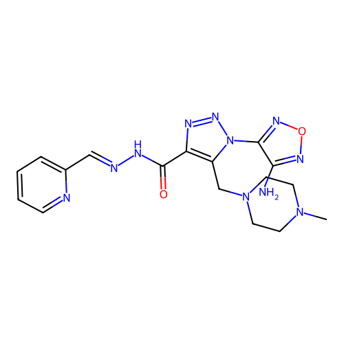 (E)-1-(4-amino-1,2,5-oxadiazol-3-yl)-5-((4-methylpiperazin-1-yl)methyl)-N'-(pyridin-2-ylmethylene)-1H-1,2,3-triazole-4-carbohydrazide structure
