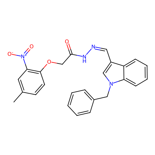 N'-[(Z)-(1-benzyl-1H-indol-3-yl)methylidene]-2-(4-methyl-2-nitrophenoxy)acetohydrazide structure