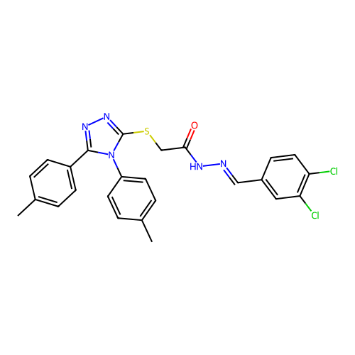 2-{[4,5-bis(4-methylphenyl)-4H-1,2,4-triazol-3-yl]sulfanyl}-N'-[(E)-(3,4-dichlorophenyl)methylidene]acetohydrazide structure