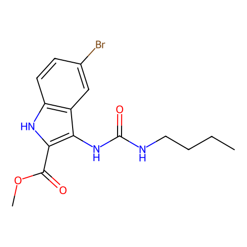 methyl 5-bromo-3-[(butylcarbamoyl)amino]-1H-indole-2-carboxylate structure