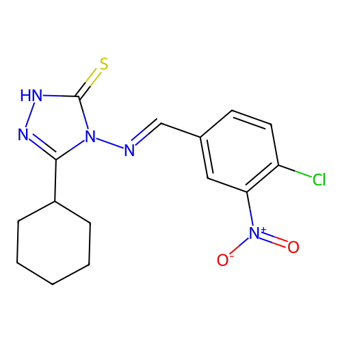 (E)-4-((4-chloro-3-nitrobenzylidene)amino)-5-cyclohexyl-4H-1,2,4-triazole-3-thiol structure