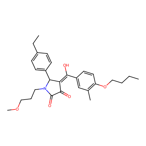 (4E)-4-[(4-butoxy-3-methylphenyl)-hydroxymethylidene]-5-(4-ethylphenyl)-1-(3-methoxypropyl)pyrrolidine-2,3-dione structure