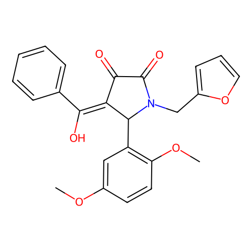 (4E)-5-(2,5-dimethoxyphenyl)-1-(furan-2-ylmethyl)-4-[hydroxy(phenyl)methylidene]pyrrolidine-2,3-dione structure