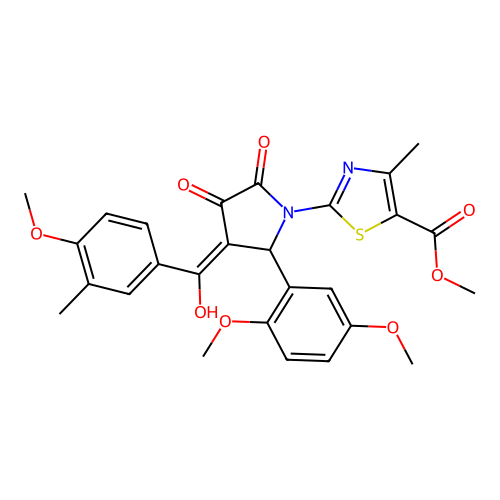 methyl 2-(2-(2,5-dimethoxyphenyl)-4-hydroxy-3-(4-methoxy-3-methylbenzoyl)-5-oxo-2,5-dihydro-1H-pyrrol-1-yl)-4-methylthiazole-5-carboxylate structure