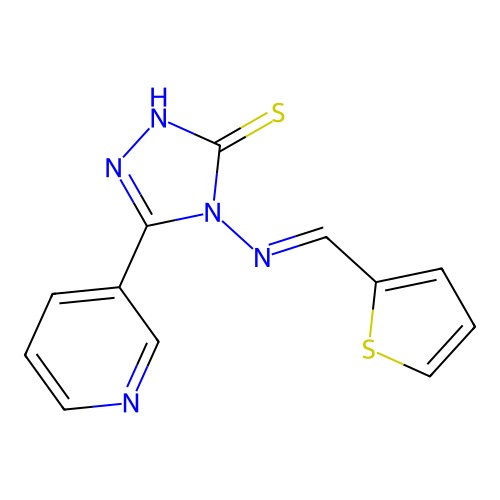 5-(3-pyridinyl)-4-[(2-thienylmethylene)amino]-4H-1,2,4-triazole-3-thiol structure