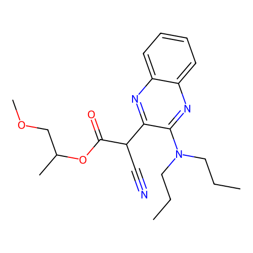 1-Methoxypropan-2-yl cyano[3-(dipropylamino)quinoxalin-2-yl]acetate structure