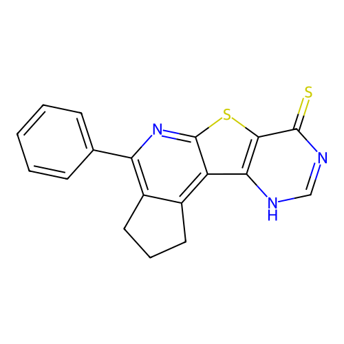4-phenyl-2,3-dihydro-1H-cyclopenta[4',5']pyrido[3',2':4,5]thieno[3,2-d]pyrimidine-7(8H)-thione structure